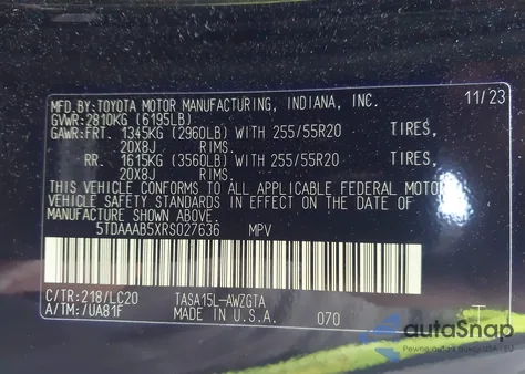 2024 Toyota Grand Highlander Limited from USA, damaged, VIN 5TDAAAB5XRS027636